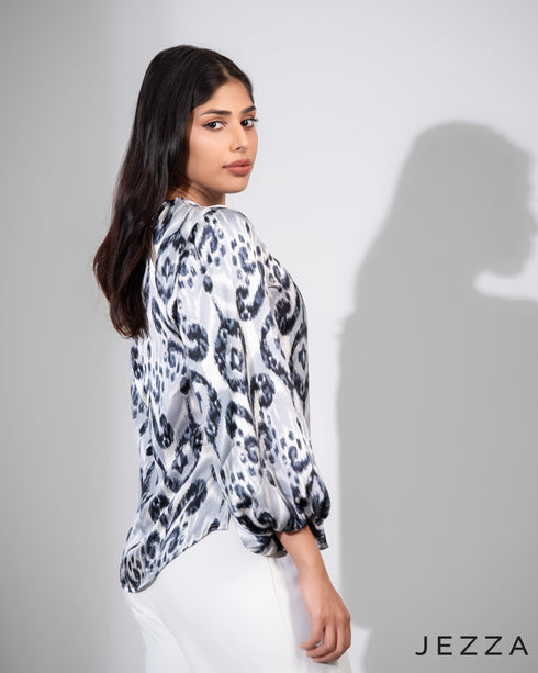 Ethereal Drift: Crinkle Chiffon Printed Top 72581